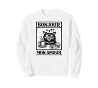 Chats café, Bonjour Mon Amour, drôles Chats Sweatshirt