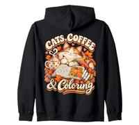 Chats, Café et Coloriage : Ambiance Automnale Sweat à Capuche