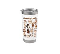 Chats Café Kawaii Mignon Amoureux De Chatons Gobelet isotherme en acier inoxydable double paroi