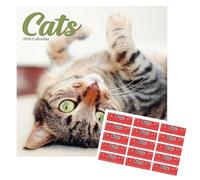 Chats calendrier mural carré 2026 avec autocollants organisationnels