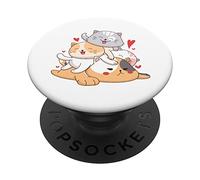 Chats câlins mignons dans le style manga japonais PopSockets PopGrip Interchangeable