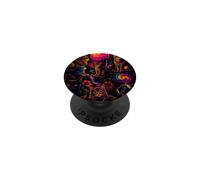 Chats colorés rétro Lune Tropicale Style Vintage Art PopSockets PopGrip Adhésif