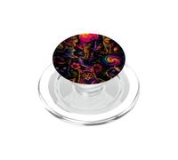 Chats colorés rétro Lune Tropicale Style Vintage Art PopSockets PopGrip pour MagSafe