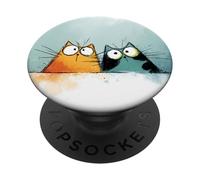 Chats Curieux Mignons Qui regardent Les Chatons aux Yeux Larges et drôles PopSockets PopGrip Adhésif