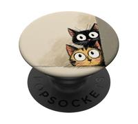 Chats Curieux Mignons Qui regardent Les Chatons aux Yeux Larges et drôles PopSockets PopGrip Adhésif