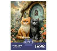 Chats dans Un Cottage de Conte de fées 1000 Pièces Puzzle Classique Puzzle Adultes Carton Épais - Ultra Dur, Anti-Stress Et Détente, Parfait pour Loisirs Créatifs 70x50cm/1000pcs
