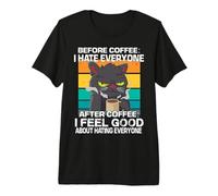 Chats de café Grincheux du Matin Misanthrope Mignons T-Shirt Haut de Gamme
