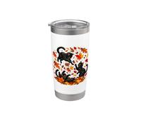 Chats de couleur noire - Feuilles d'automne confortables pour les amoureux des chats Gobelet isotherme en acier inoxydable double paroi