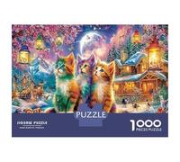 Chats de Noël Puzzle De 1000 Pièces - Papier Recyclé & Détente mystérieux Urbain - À Partir De 12 Ans 70x50cm/1000pcs Cadeau d'anniversaire