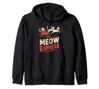 Chats de Noël Vintage drôles - Retro The Meow Express Sweat à Capuche