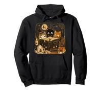 Chats d'halloween lisant des Histoires effrayantes Livres Chat Maman Enfants Sweat à Capuche