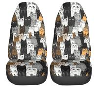 Chats Drôles Housses De Siège Lot De 2 Amovible Housses De Siège De Voiture Universelle Auto Couvre Sieges pour SUV Camions Voitures