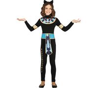 Chats égyptiens Costume de carnaval pour enfants Costume pharaonique de carnaval Costume de chat Pharaon mystique égyptien pour enfants, Taille : 140/146 Couleur : Noir