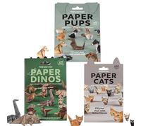Chats en papier à faire soi-même, kit de 50 adorables chatons origami, modèles amusants chiens, chats et dinosaures 3D, sculptures d'animaux for ados adultes, cadeau artistique(3PCS)
