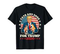 Chats et chiens pour Trump 2024 Drapeau américain Trump Lover USA T-Shirt