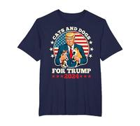 Chats et Chiens pour Trump 2024 Drapeau américain Trump Lover USA T-Shirt, Homme Grandes Tailles, Bleu Marine, 3X Tall