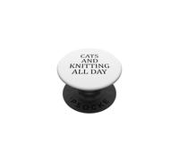 Chats et Tricot, Passe-Temps Confortable pour Toute la journée PopSockets PopGrip Adhésif