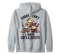 Chats Fantastiques en Aventure : Barde, Guerrier, Magicien Sweat à Capuche