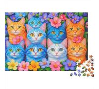 Chats Fleurs 1000 Pièces Mini Puzzle pour Adultes