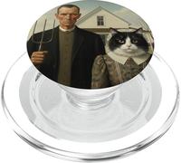 Chats Gothiques américains - Art parodique Amusant inspiré de Grant Wood PopSockets PopGrip pour MagSafe