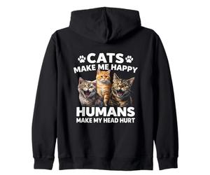 Chats Heureux drôle Anti-Humain pour Chat Maman et Papa Sweat à Capuche