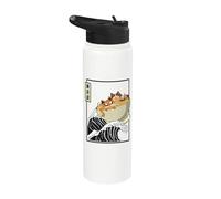 Chats heureux mangeant des ramen Surf Kanagawa Wave Kawaii Art Stainless Steel Insulated Water Bottle