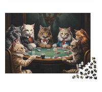 Chats Jouant au Poker Puzzle 1000 Pièces pour Adultes, Un Jeu De Dexérité Très Difficile Puzzle Éducatif Aux Défis 38x26cm/1000pcs