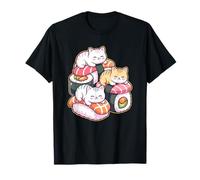 Chats Mignons sur Sushi Kawaii Art Food Lover T-Shirt