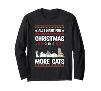Chats Noël Ugly Christmas Sweater Cadeau Chat Manche Longue