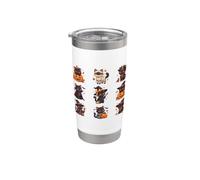 Chats noirs en costumes d'Halloween mignon saison effrayante Gobelet isotherme en acier inoxydable double paroi