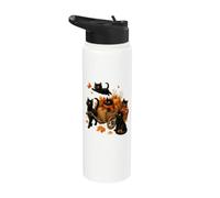 Chats noirs et récolte d’automne pour amoureux des chats Stainless Steel Insulated Water Bottle