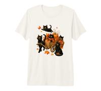 Chats Noirs et récolte d’Automne pour Amoureux des Chats T-Shirt Haut de Gamme