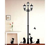Chats noirs et une lanterne papillons Autocollant mural mural article Deco maison mur décor décoration autocollants Belle décoration Chambre de bébé