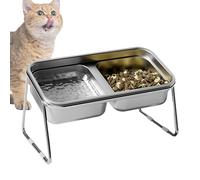 Chats Ont Augmenté - Bols De Nourriture Réglables pour Chats en Acier Inoxydable, en Bois Ou en Céramique, Aliments Inclinés Et Bol À Eau pour Une Saine, Une Base Antidérapante
