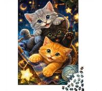 Chats Panier Étoiles 1000 Pièces Mini Puzzle pour Adolescents Relaxant | 70x50cm Carton Débutants Décor De Salon Découpe Précise Jeu En Groupe