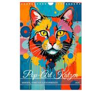 Chats Pop-Art - Portraits de chats modernes et déjantés, Version française (Calendrier mural 2026 DIN A4 portrait), Calendrier CALVENDO mensuel