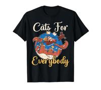 Chats pour Tous Le Jour de Noël Santa Claus Kitty Lover T-Shirt Graphique avec Valeur, Homme, Noir, M