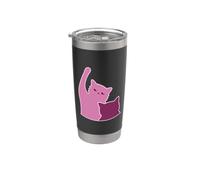 Chats roses combattant des chatons mignons style dessin animé Gobelet isotherme en acier inoxydable double paroi