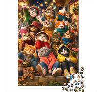 Chats Rue Nuit 1000pcs Mini Puzzle pour Famille Carton