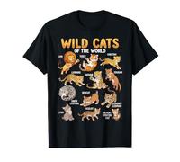 Chats Sauvages du Monde Lion Léopard Faune Mignon T-Shirt