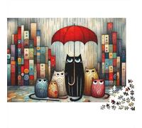 Chats sous Un Parapluie Puzzle 1000 Pièces pour Adultes, Un Jeu De Dexérité Très Difficile Puzzle Éducatif Et Stimulant 52x38cm/1000pcs