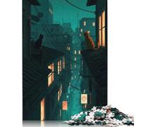 Chats sur Les toits la Nuit - Puzzle de 500 pièces pour Adultes et Enfants - Puzzle en Bois pour Adultes et Enfants - À Partager en Famille et Entre Amis - 500 pièces (52 x 38 cm)