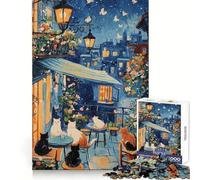 Chats sur Un Balcon Parisien Puzzle de 1000 pièces pour Adultes Cadeau créatif et Stimulant (38x26cm)