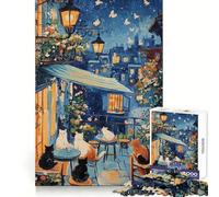 Chats sur Un Balcon Parisien Puzzle pour Adultes de 1000 pièces Exercice de logique Passe-Temps agréable Bords Nets Idée Cadeau (50x75cm)