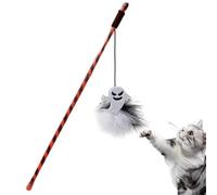 Chats Teaser Interactif Halloween Plumes Et Clochette | Jeu de Chat Interactif pour Intérieur Extérieur Fitness Soulagement du Stress Divertissement Appartement Salon Et Jeu