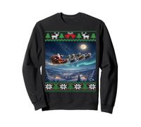 Chats tirant Le Père Noël traîneau Mignon Chaton Moche de Noël Sweatshirt