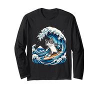 Chatte de Surf de Style Japonais sur Une Vague de l'océan Manche Longue