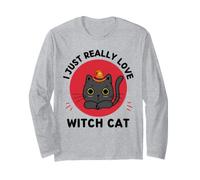 Chatte sorcière Kawaii, J'aime Vraiment Beaucoup, Mignonne et Amoureuse des Chats sorciers Manche Longue