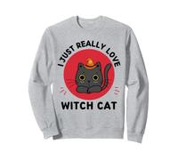 Chatte sorcière Kawaii, J'aime Vraiment Beaucoup, Mignonne et Amoureuse des Chats sorciers Sweatshirt