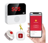 Chatthen Bracelet Alarme Personne agee, Systeme Alarme Maison, kit Defense 1 Émetteurs 1 Bracelet 1 Récepteurs, Compatible avec l'application Smart Life/Alexa (supporte Uniquement Le Wi-FI 2.4GHz)